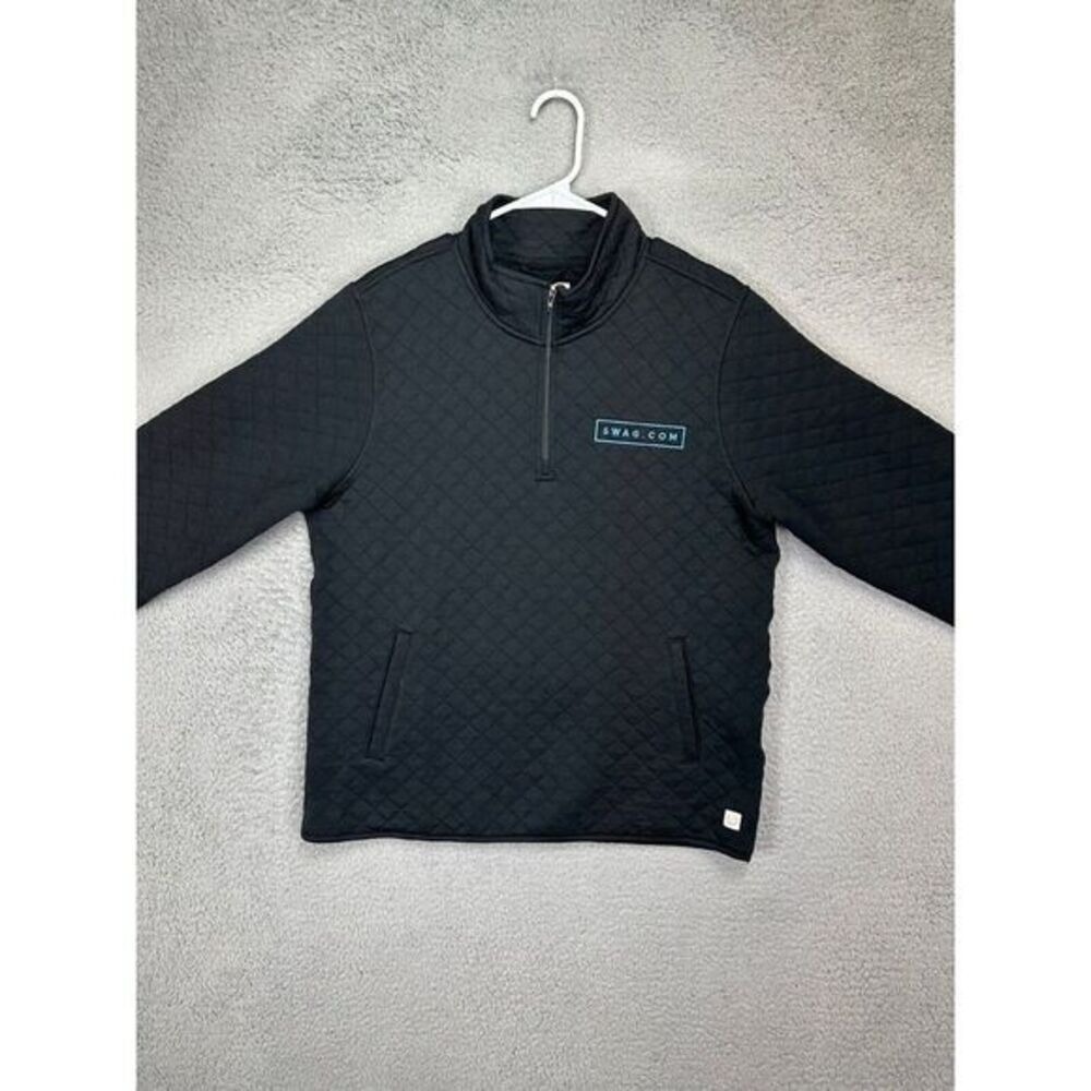 Marine Layer Sweater Womens Large Black Quilted Quarter Zip Pullover Sweatshirt